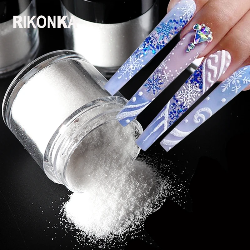 

Shiny White Black Sugar Nail Powder Pigment Snow Candy Glitter Fine Dust Nail Art Decorations Coat Effect Manicure Accessories