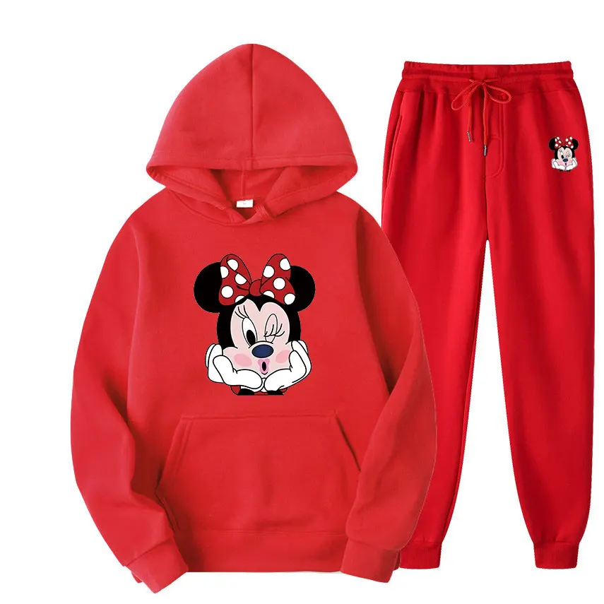 

Disney Minnie Women Two Pieces Sets Hoodies Autumn Tracksuit O-Neck Long Sleeve Casual Women Printing Clothing Hoodie Sweatshirt