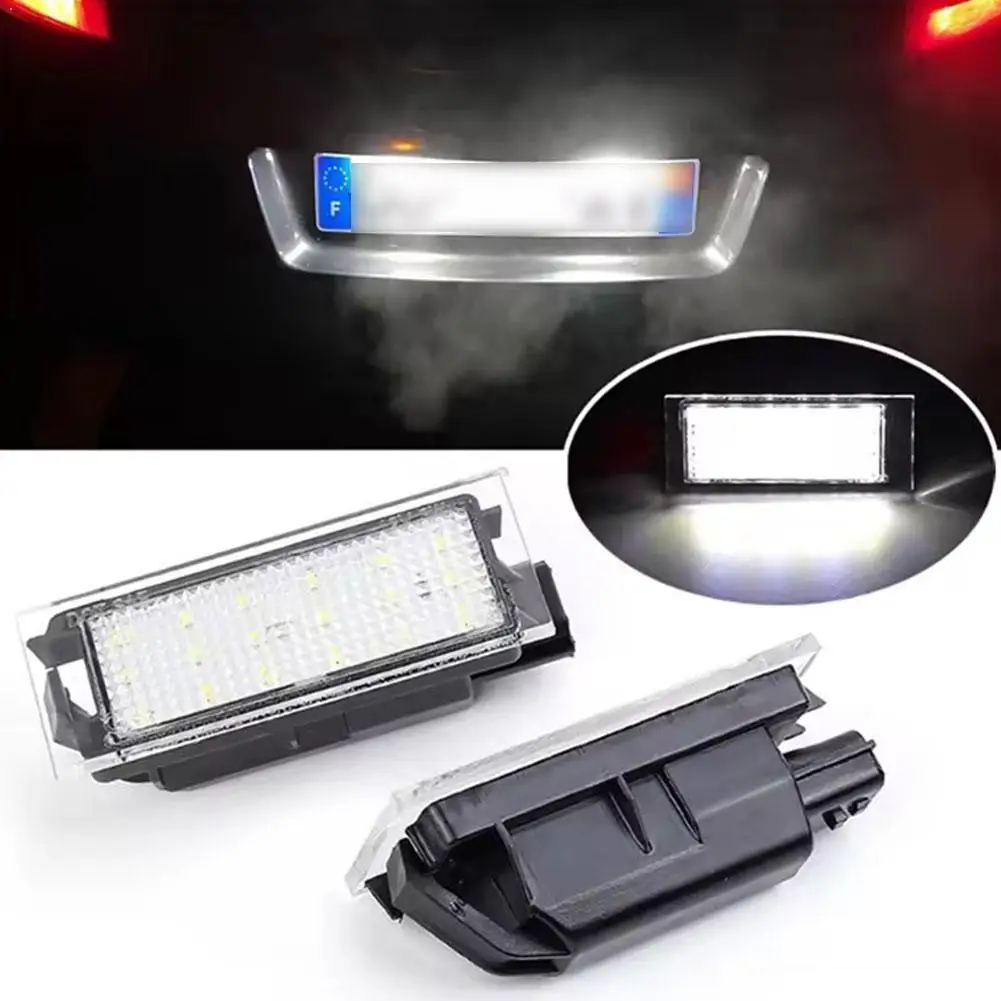 Фото 2 шт. светодиодных фонарей для подсветки номерного знака для Renault Clio 3 BR/CR/SB/SR 2005-2014, автомобильные светодиодные фонари для номерного знака №1