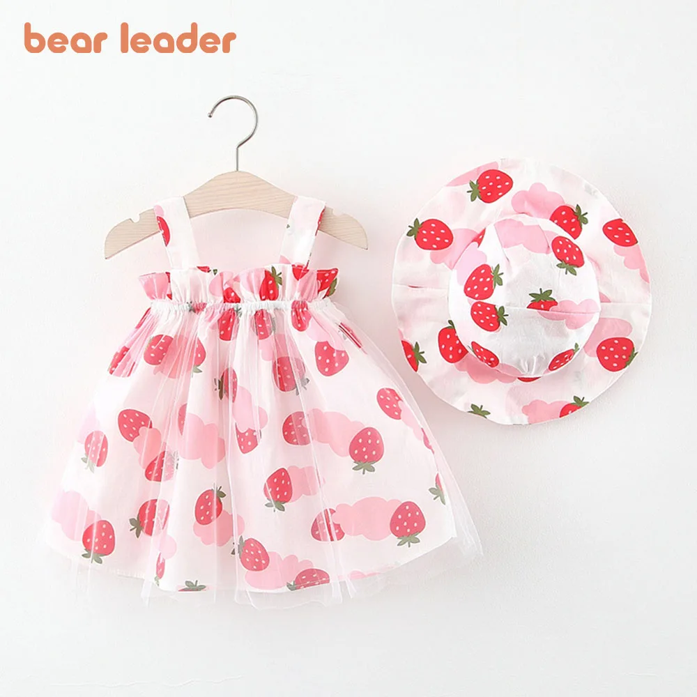 

Bear Leader Toddler Baby Sleeveless Dresses Infant Girl Strawberry Print Clothes Korean Cute Cotton Princess Party Outfits 0-2Y