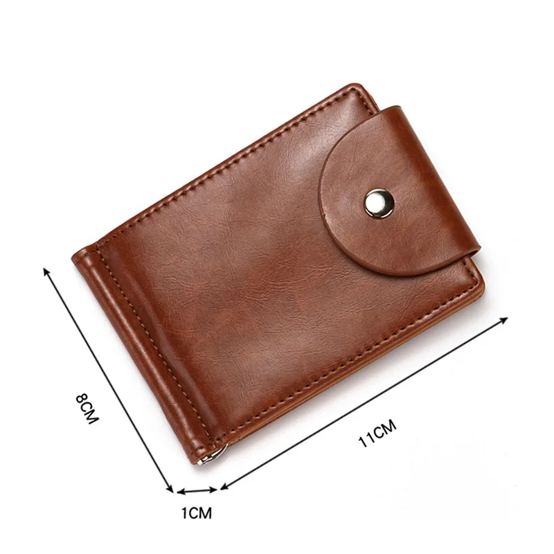 Men Dollar Clip ​Wallet Credit Card Holder PU Leather Small Zipper Coin Purse Money Clip images - 6