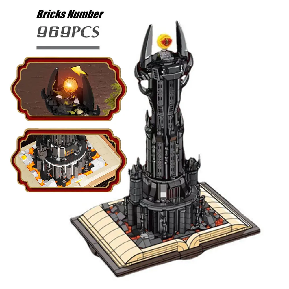 

American TV Drama Movie Lords magical Castle Sauron Ringing Barad-dur Mordor Tower Building Blocks Bricks House Toy Kid Gift