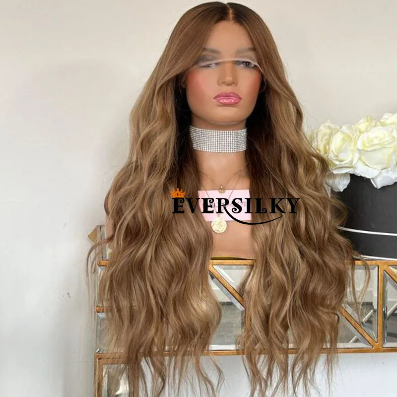 

250Density Thick Glueless 360 Lace Frontal Human Hair Wigs 13x6 Deep Part Natural Ombre Butterscotch Blonde Transparent Lace Wig