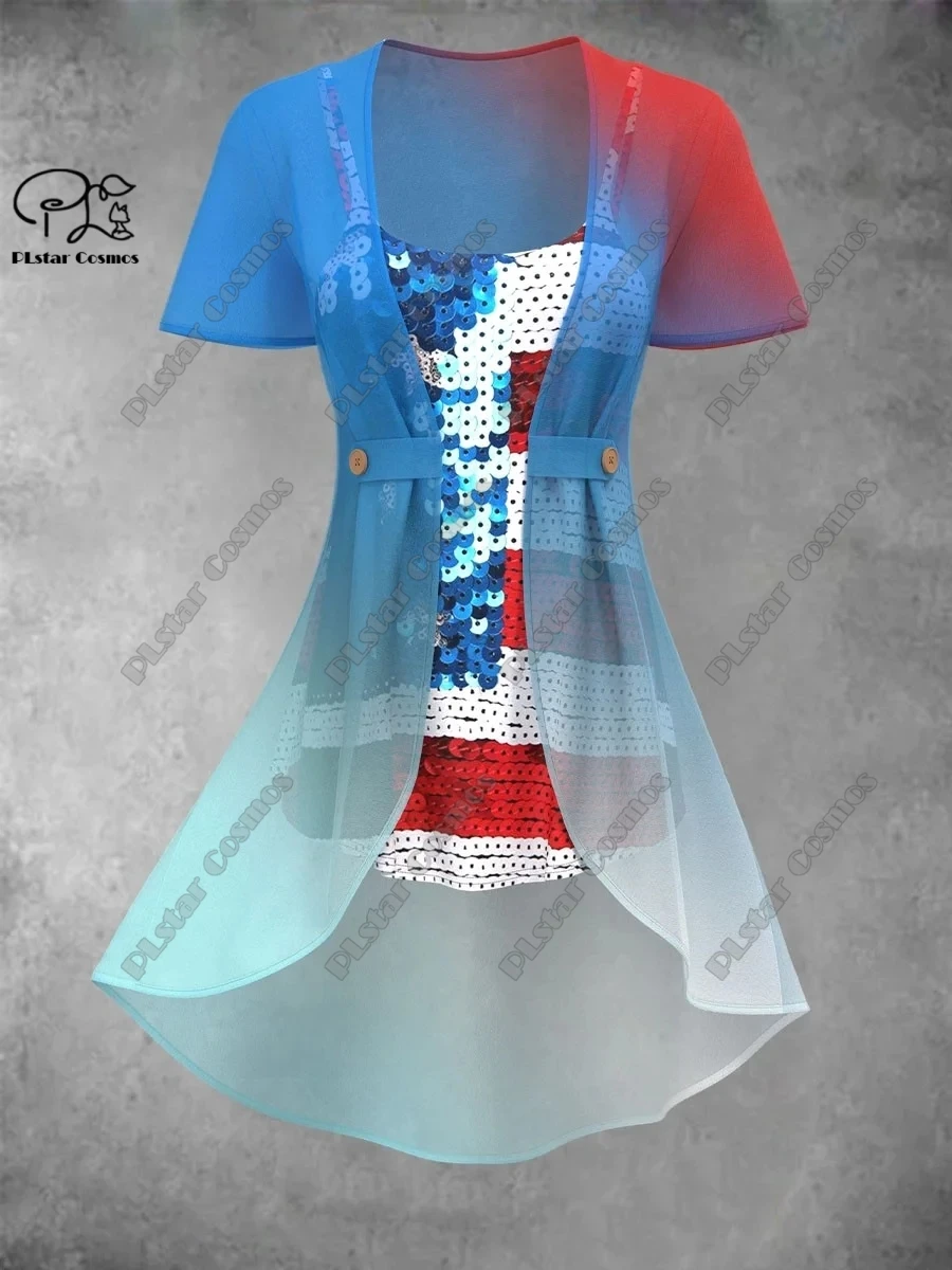 Женская Новинка патриотическая женская одежда PLstar Cosmos с 3D принтом прозрачный