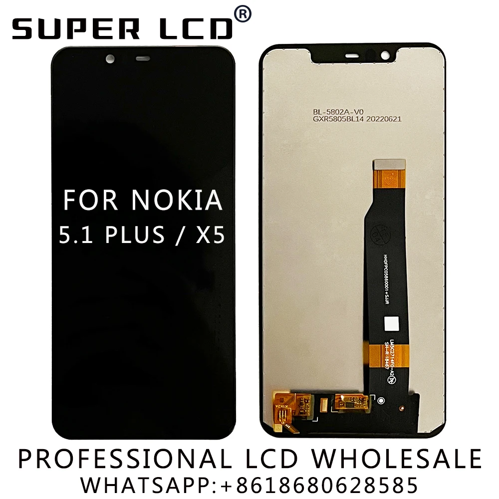 

For Nokia 5.1 Plus X5 TA-1120 TA-1105 TA-1102 Original LCD Replacement Mobile Phone Display Touch Digitizer Screen Assembly