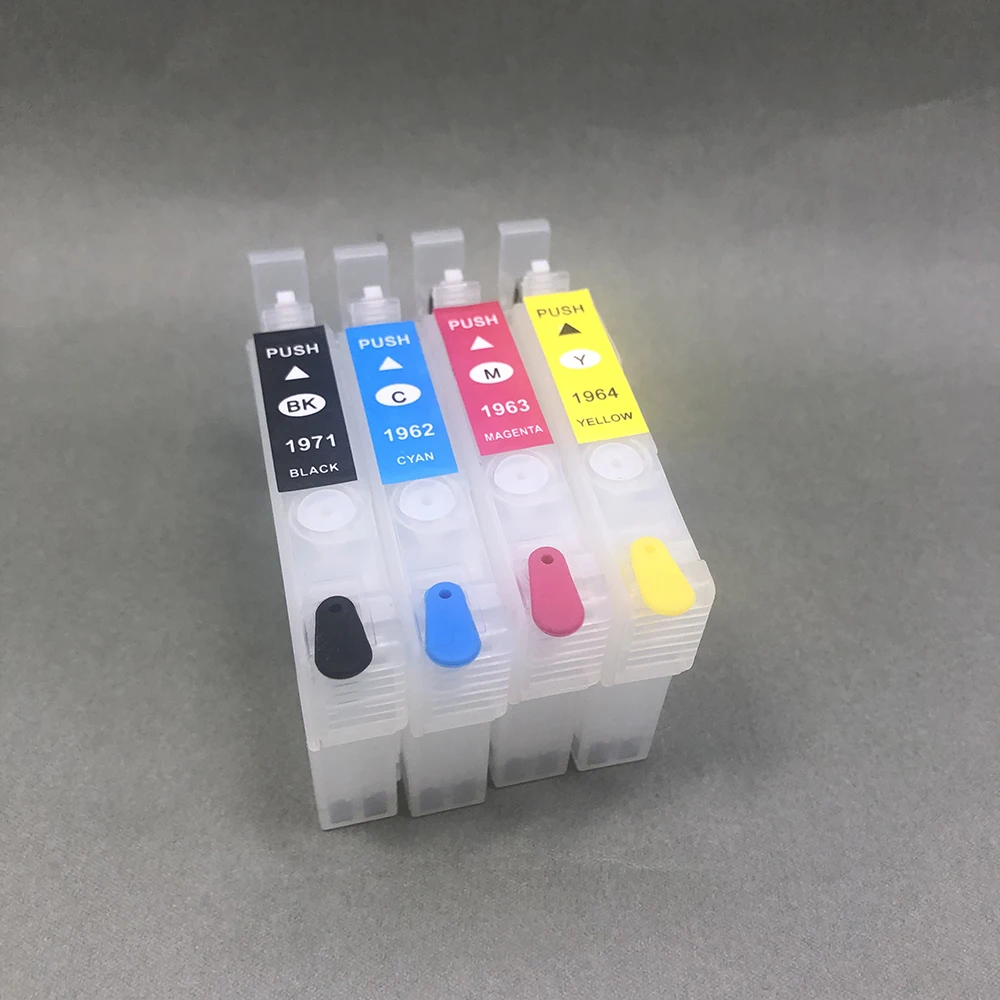 

4 Color Refillable cartridge T1971 T1962 T1963 T1964 for Epson XP201 XP211 XP204 XP401 XP411 XP214 XP101 WF-2532 with reset chip