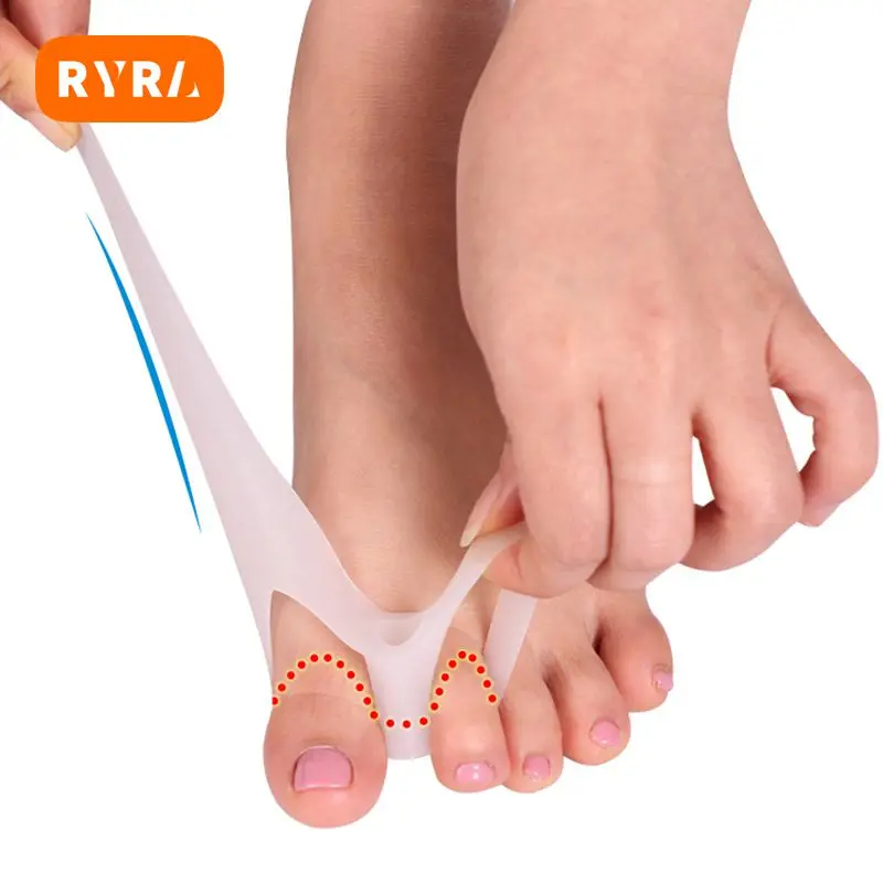 

=1Pair Silicone Gel Bunion Toe Separator Spreader Eases Pain Foot Hallux Valgus Correction Massage Pedicure Tools