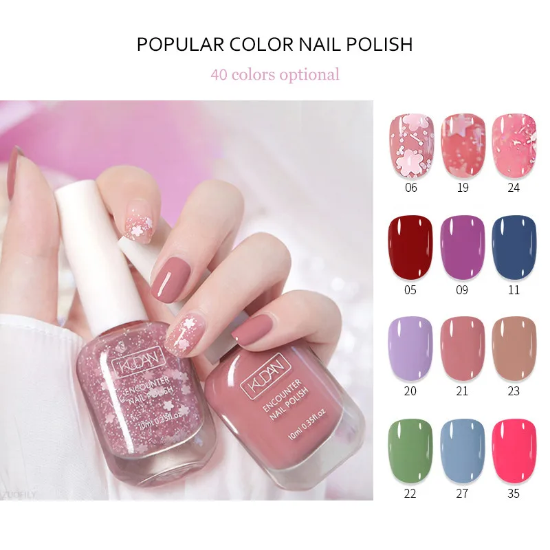 

40 Colors Nail Polish No-bake Long Lasting Water-based Tearable Quick Dry Not Easy To Fade 10ml Semi-permanent Varnish Nail Art