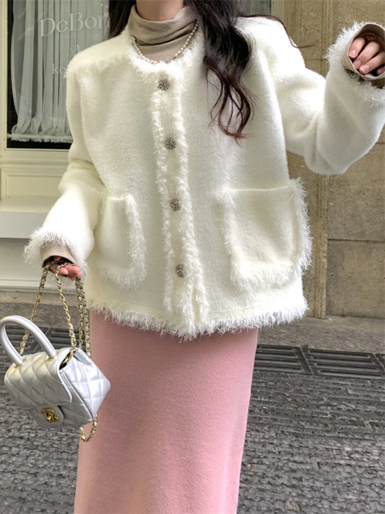 

Winter Jackets for Women 2023 New French Fragrant Breeze Mink Velvet Cardigan Temperament Tassels Coats Solid Versatile Tops