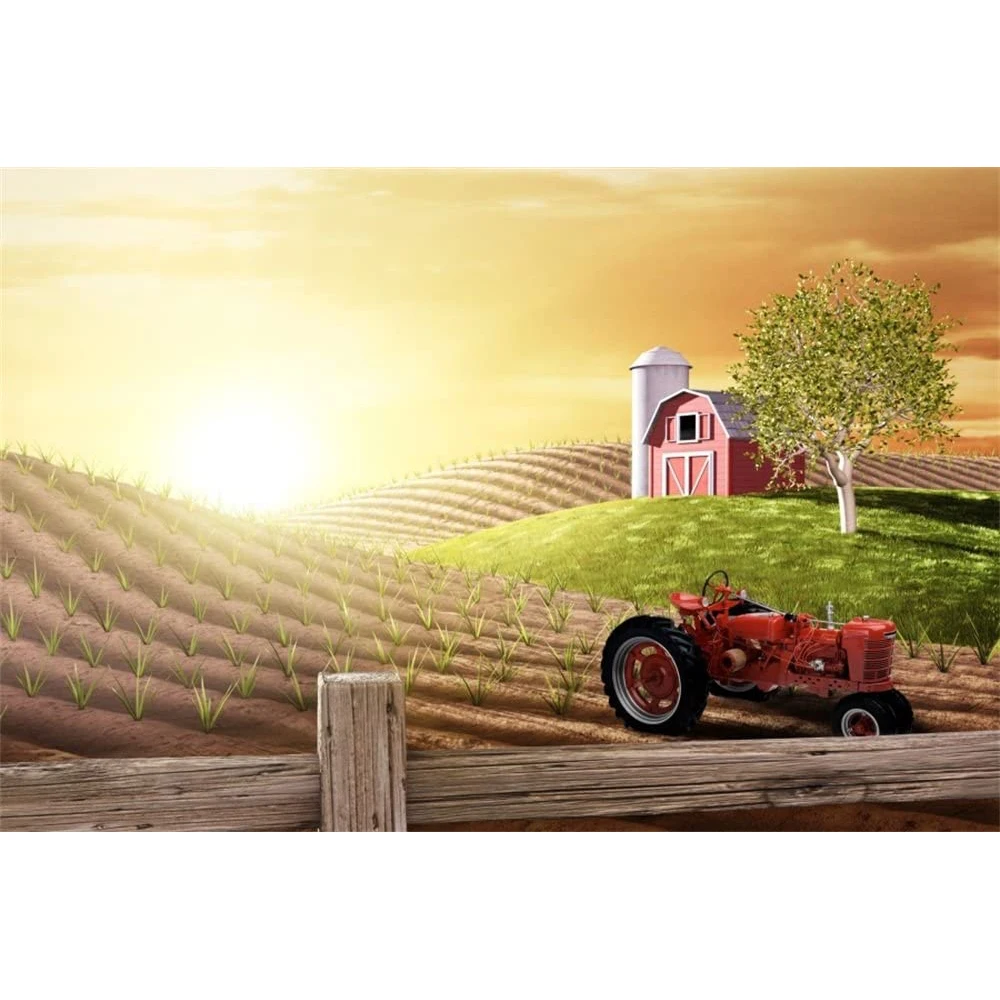 

Western Farm Backdrop Photography Backdrop Party Wall Banner Poster Decoration Background field tractor
