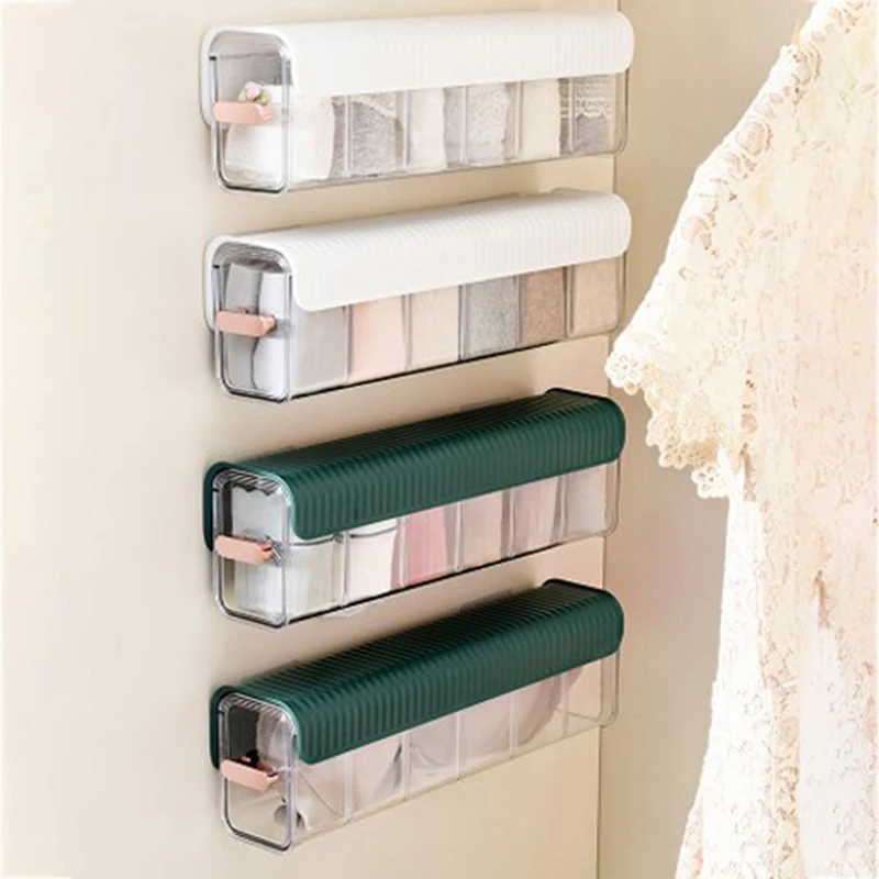 

1 Piece Wall Hanging Transparent Underwear Panties Storage Boxes Socks Storage Boxes Closet Organizer Bedroom Storage Organizer