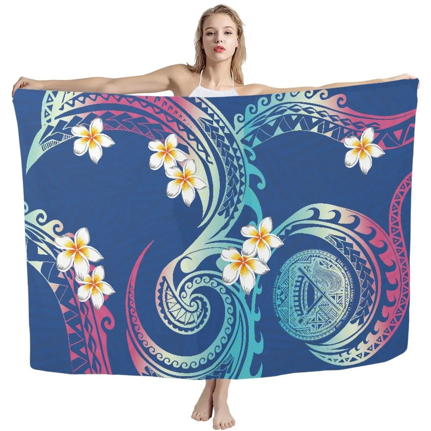

HYCOOL Polynesian Hawaii Tribal Totem Print Lavalava Sarong Pareo Multi Wear Beach Swimsuit Wrap Cover Up Swimwear For Women