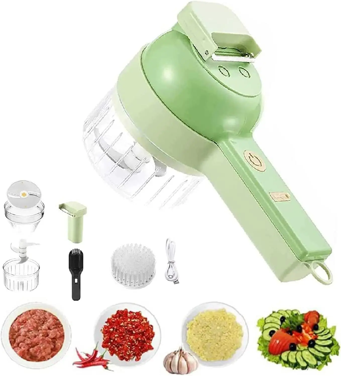 4 In 1 Handheld Elektrische Gemüse Cutter Set Mini Drahtlose Elektrische Knoblauch Schlamm Masher Lebensmittel Choppers und Dicers für Küche