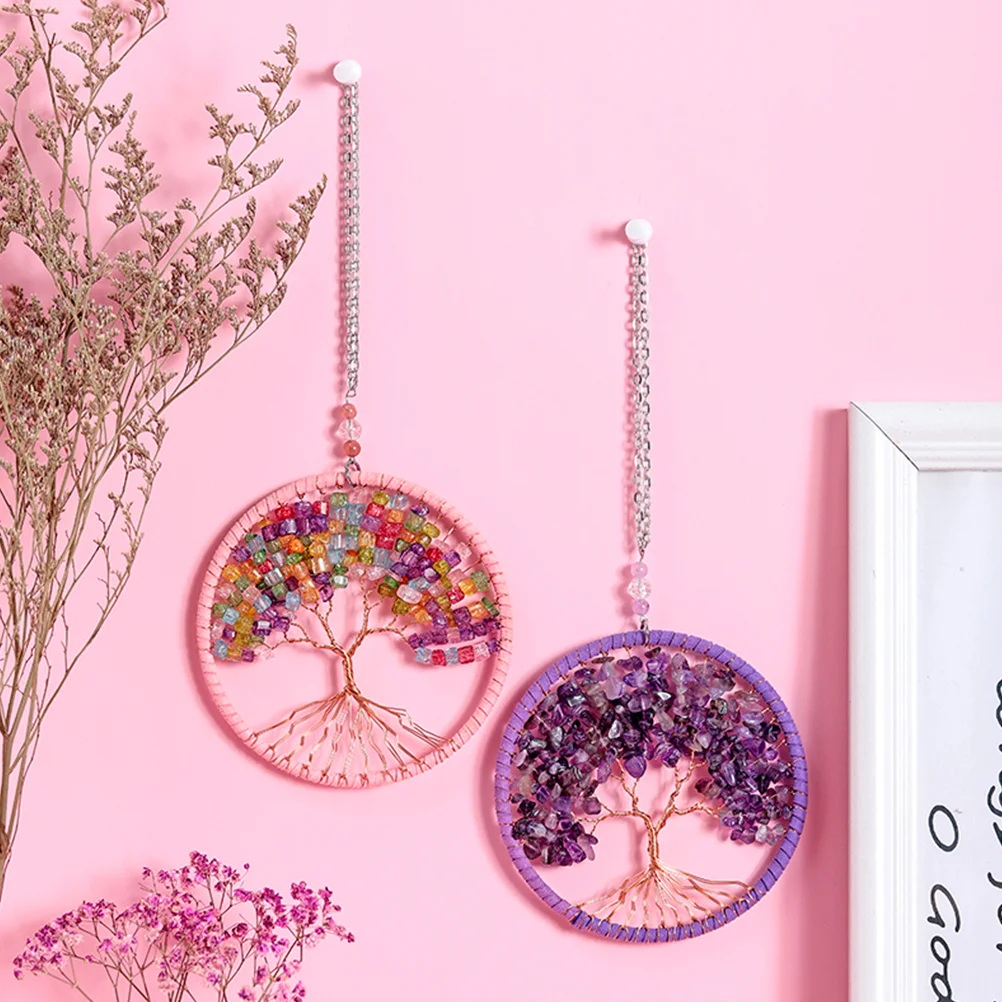 

Life Tree Hanging Pendant Bead Chain Hanging Pendant Round Agate Slices Tree Hanging Ornament for Window Wedding Party 11CM (