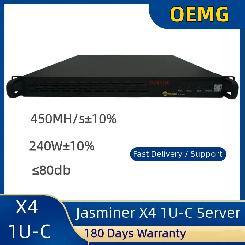 

Used Jasminer X4 Miner 1U Server 520MH/s Hashrate 240W ETC ZIL octa Miner