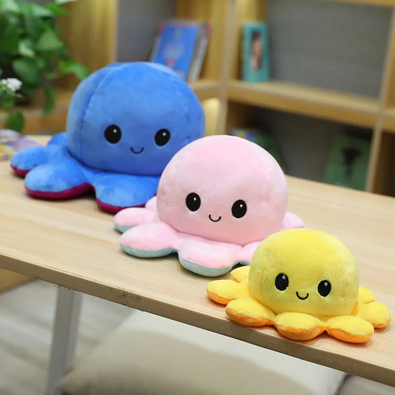 

Squid Octopus Plush Toy Can Turn Over Doll Double-sided Expression Cute Pillows Anime Plushie Christmas Toy Stuffed Animals Gift