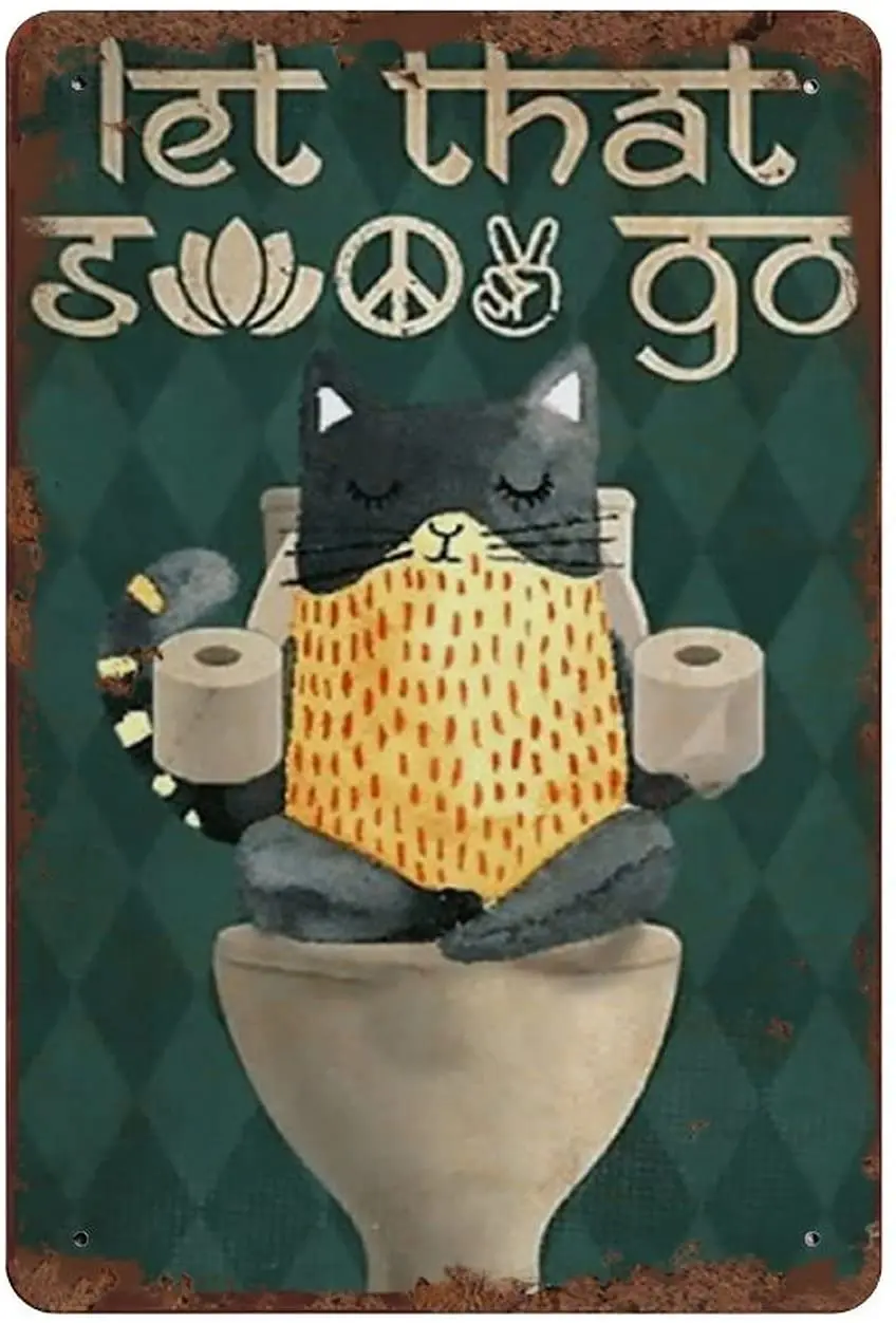 

Funny Bathroom Decor Let That Go Cat Lover Tin Sign Bathroom Tin Sign Funny Toilet Decor Idea Gift for Cat Lovers Tin Sign Plate