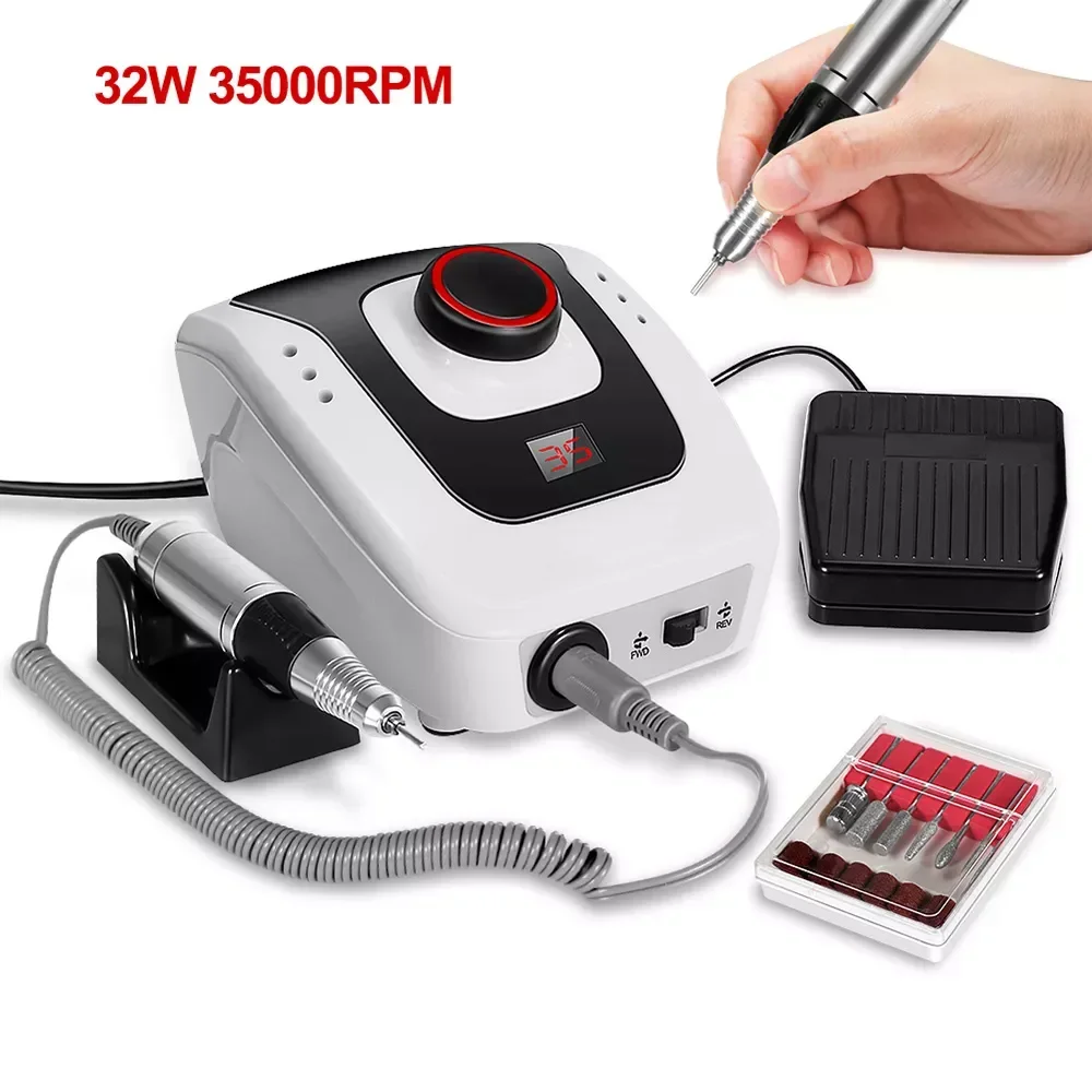 

NEW2023 Drill 35000RPM Machine Manicure Drill Machine& Accessory Nail Machine Kit with Milling Cutter Nail Tool
