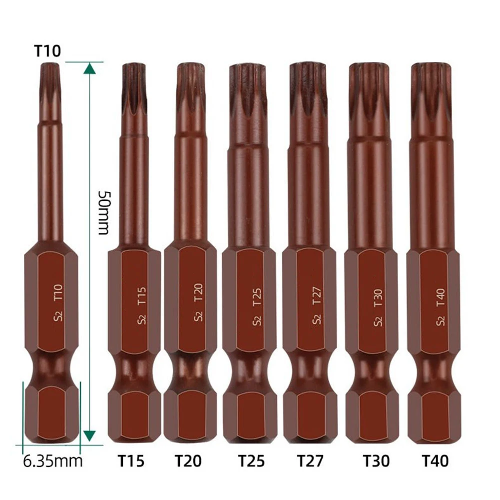

1 шт., отвертка с шестигранным хвостовиком, 50 мм, T10/T15/T20/T25/T27/T30/T40