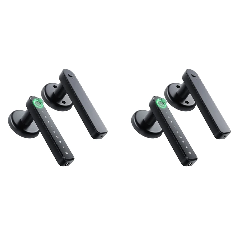 

2 шт., умная дверь со сканером отпечатков пальцев и клавиатурой, БЕСКЛЮЧЕВОЙ замок для входной двери с ручкой для дома, отеля, офиса, квартиры