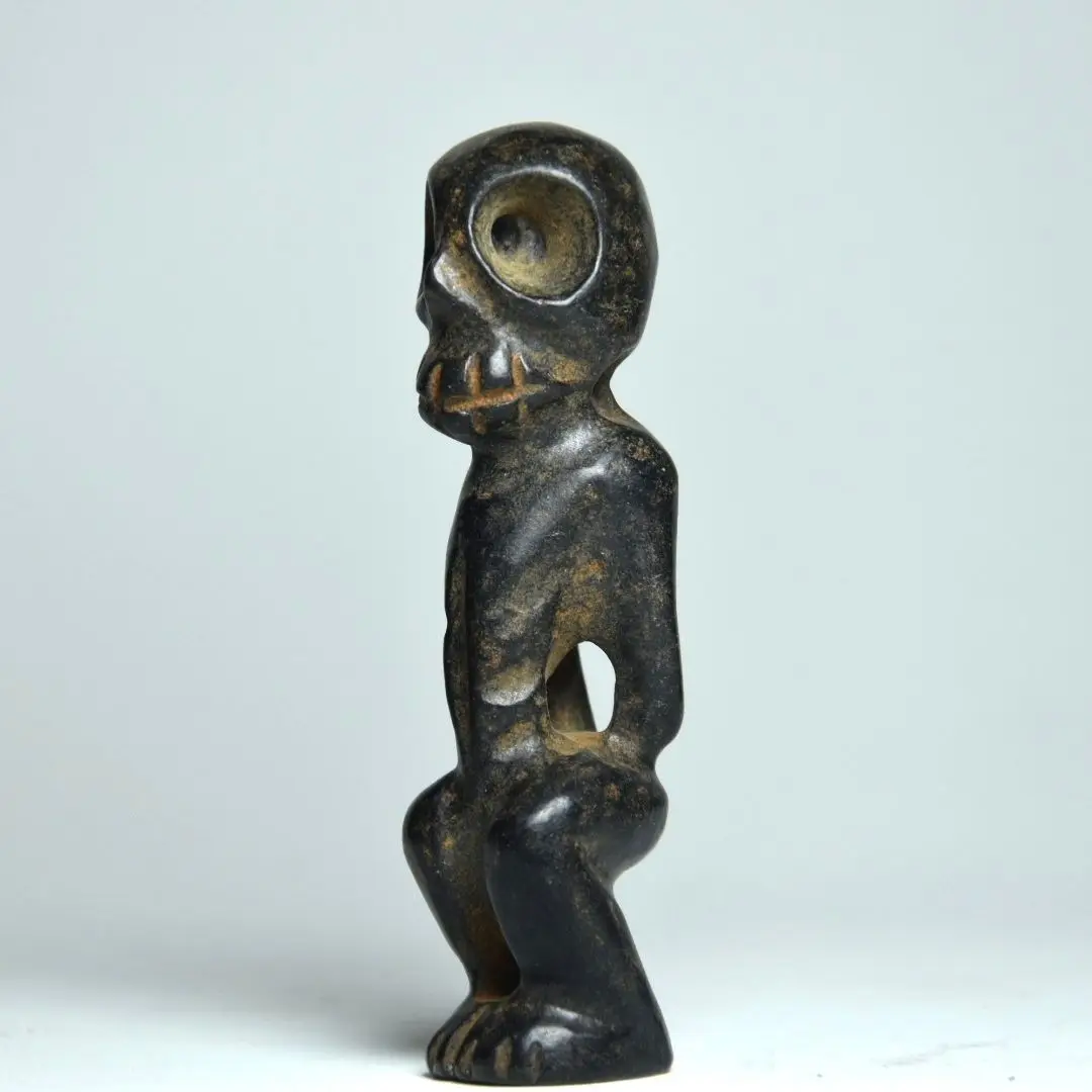 

China Hongshan Culture Black Iron Magnetism Meteorite Sculpture Lucky Statue Handicraft Home Decoration#3