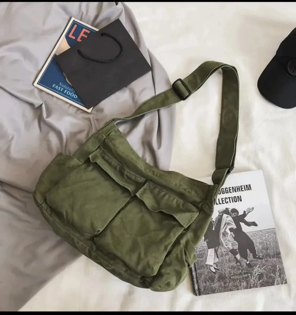 

New Women Canvas Vintage Handbag Messenger Bag Teenager Shoulder Tote Bags Large Capacity Female Crossbody Bags Woman Packet