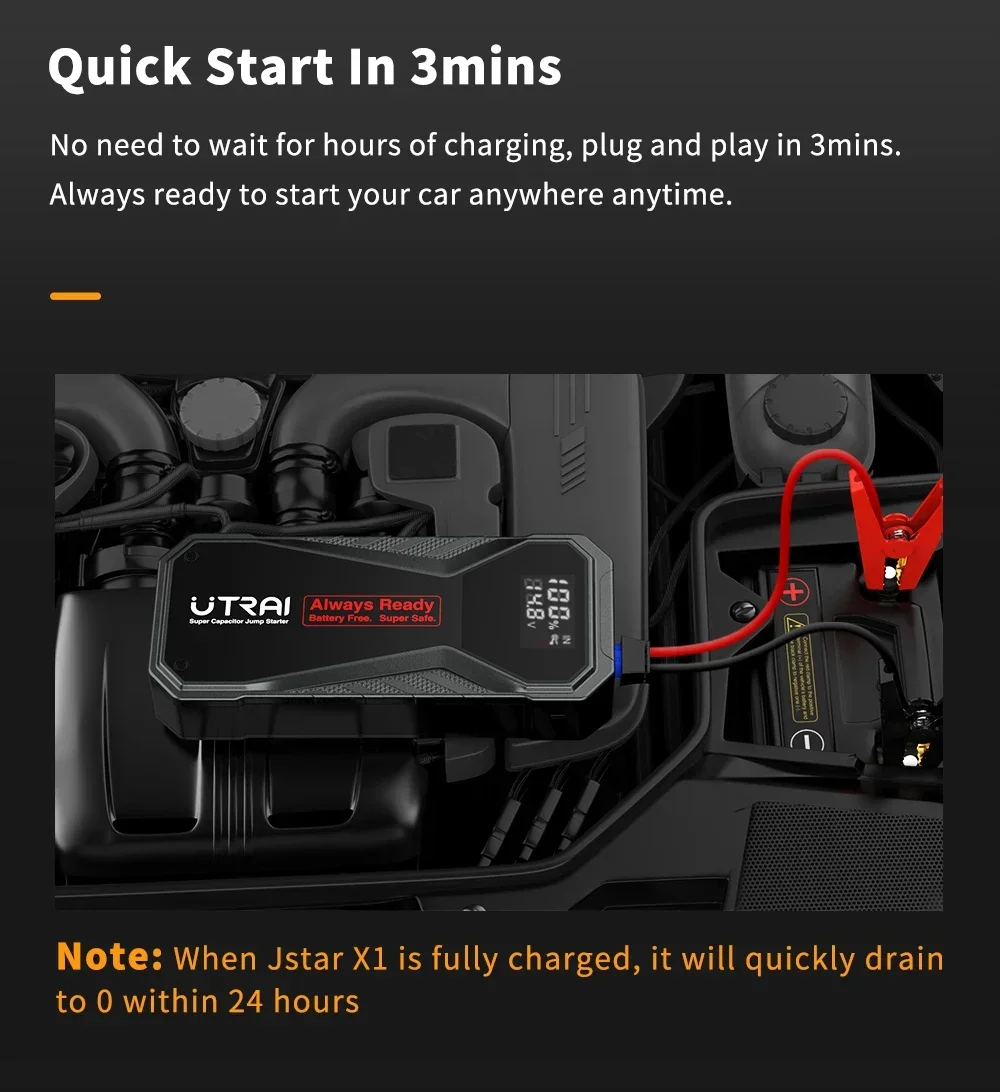 Последняя технология 1000А суперконденсаторный автомобильный стартер работает до