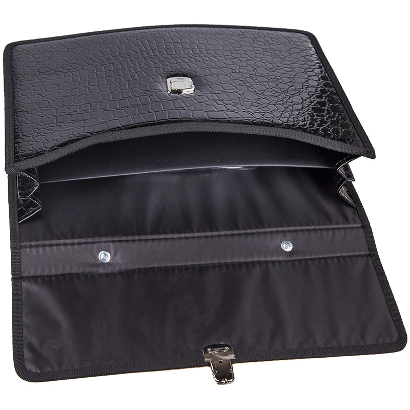 Портфель &quotMilan&quot лак анаконда кожзам черный | Канцтовары для офиса и дома