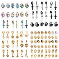 20pairs40pcs stainlesstitanium steel mini small hoop earrings for women men ear bones clip pendants punk earings wholesale