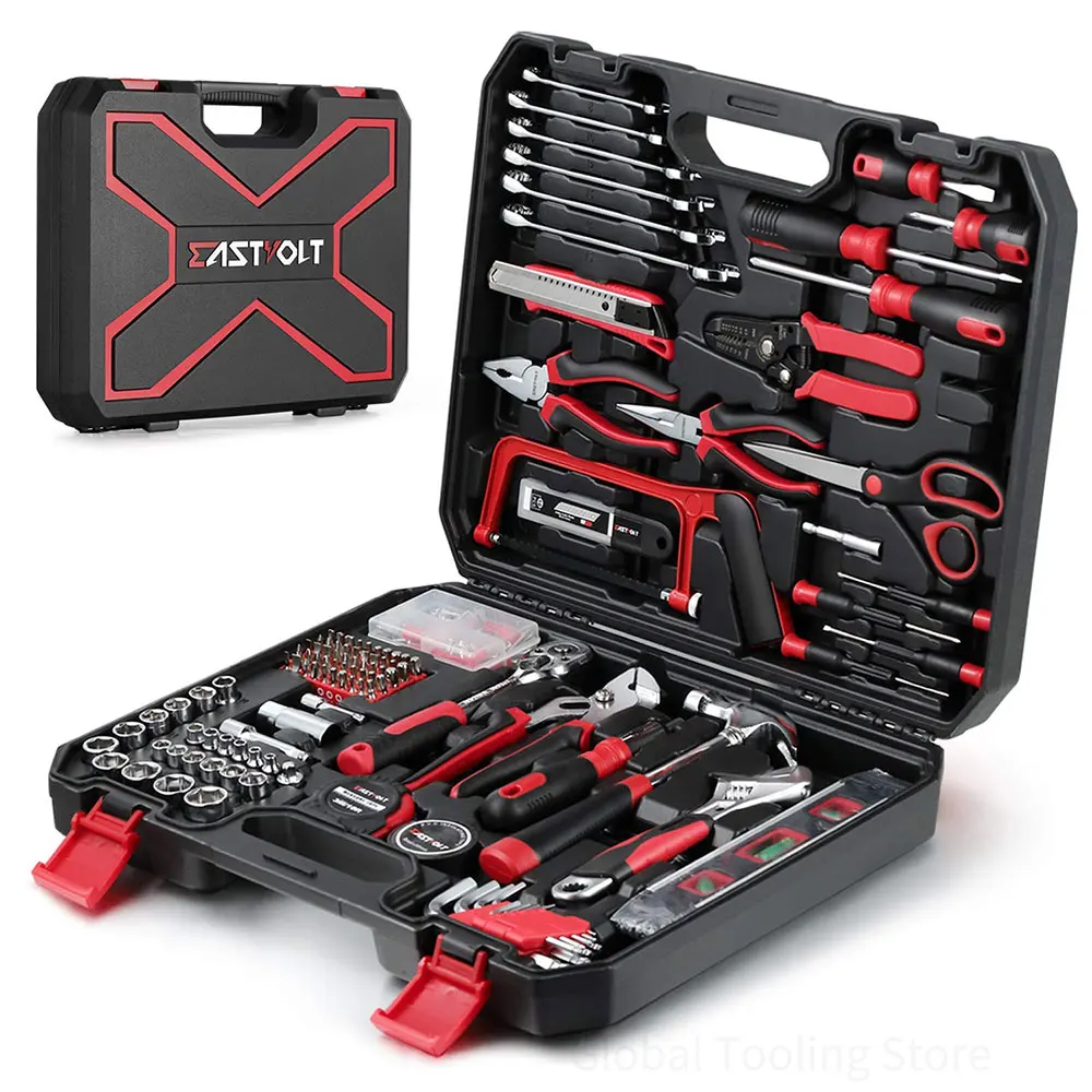 

218 Pieces Household Tool Kit Auto Repair Tool Set General Household Hand Tool Set with Hammer Plier Screwdriver Set Wall Plate
