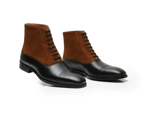 Мужские ботинки из натуральной кожи, с высоким верхом, на шнуровке