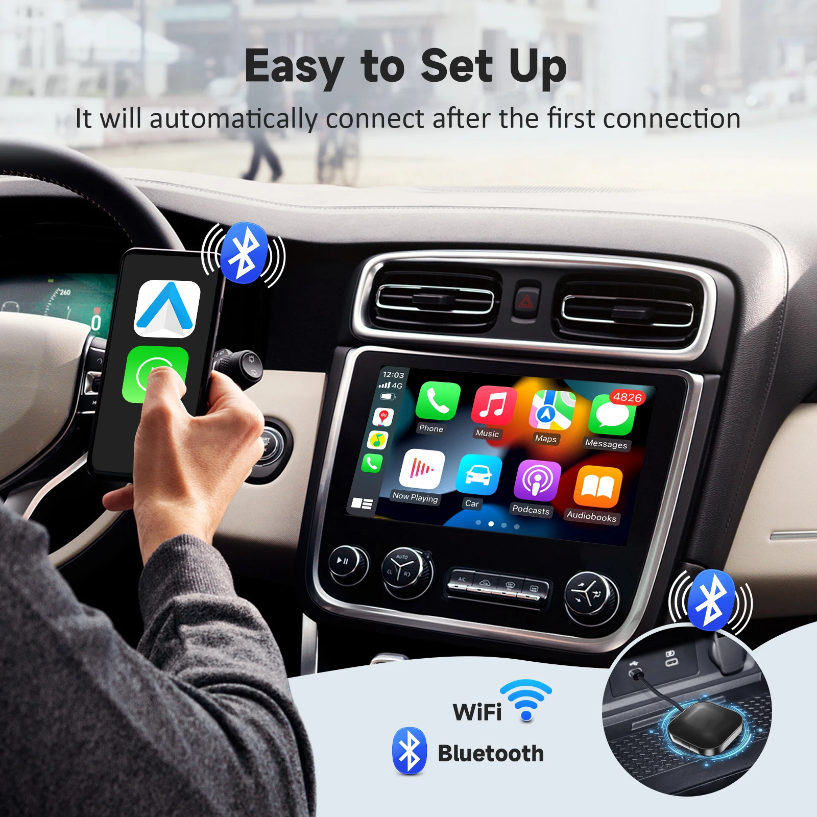 Lerand Wireless CarPlay Android Auto Adapter Ai Box Magic Поддержка Legacy Car Control Автомобильное зеркало