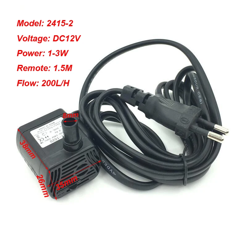 

Ultra-quiet 3W AC 220V Water Pump Flow Rate Waterproof Brushless Pump Mini Water Filter Fish Tank Fountain Pump European plug