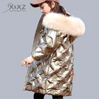 Зимняя блестящая куртка для девочек с капюшоном, теплая детская зимняя куртка для девочек, детские подростковые хлопковые парки, верхняя одежда