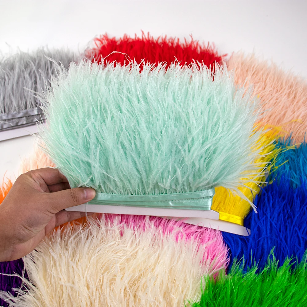 1 ярд, отделка из натурального белого страусиного пера, тканевый Декор 8-10 см, окрашенная цветная лента из страусиных перьев, свадебная лампа