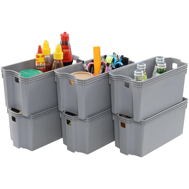 

[Flash Deal]6 шт. пластиковых Штабелируемых корзин для хранения, кухонная пластиковая корзина для хранения [в наличии в США]