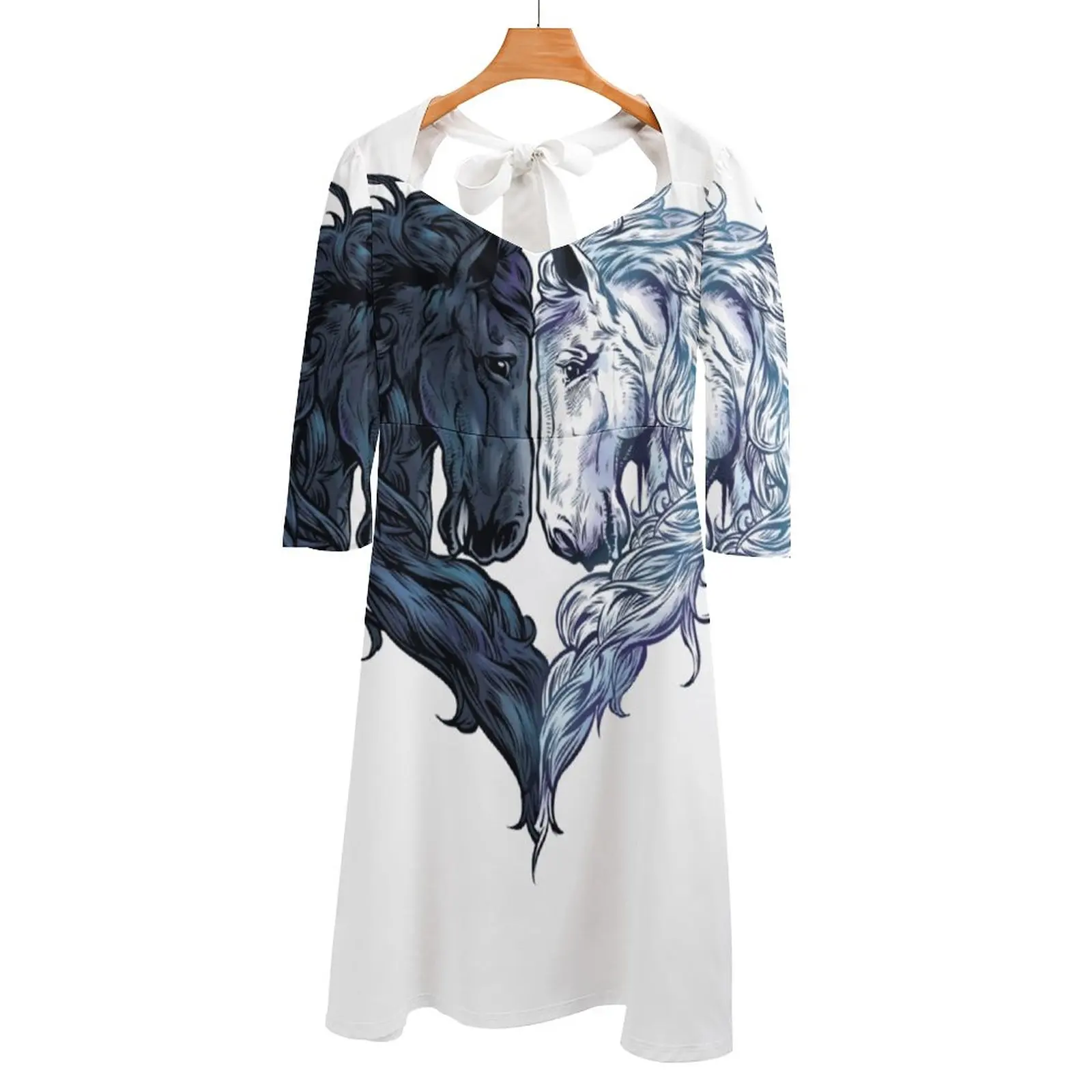 

Love Horses Back Lacing Backless Dress Women Kawaii Square Collar Dress 6Xl Animals Horses Love Love Horses Horses Addict