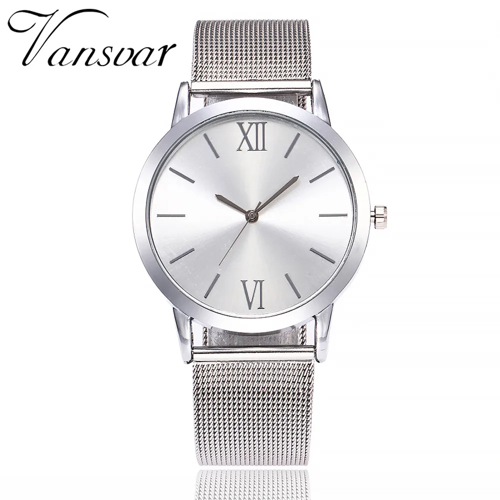 

2141 Vansvar Brand Fashion Mesh Band Watches Luxury Women Stainless Steel Watch Casual Quartz Wristwatch Clock Relogio Feminino