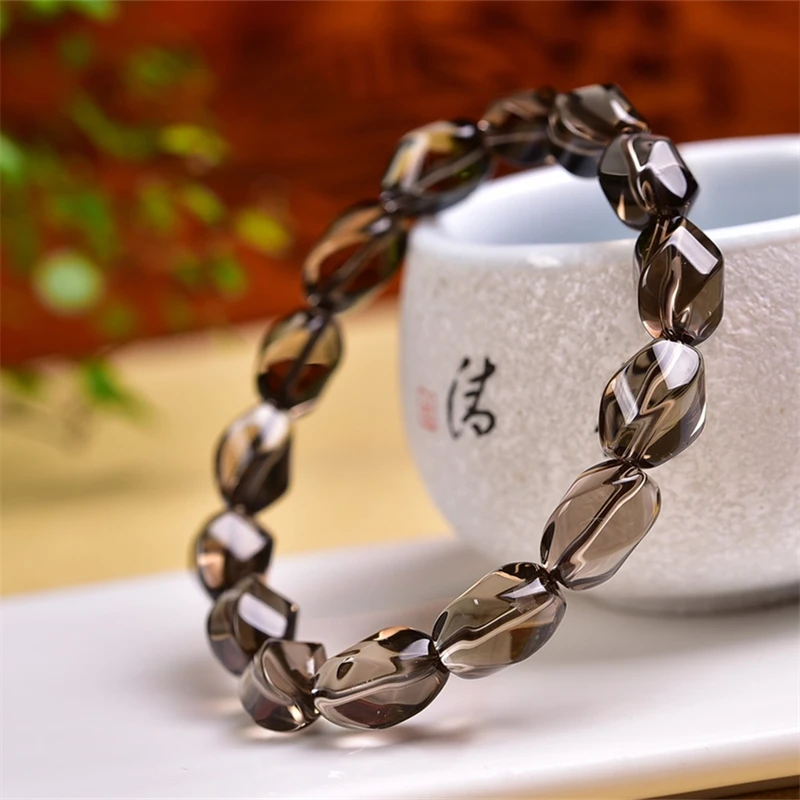 Натуральный дымчатый кварцевый браслет с бусинами