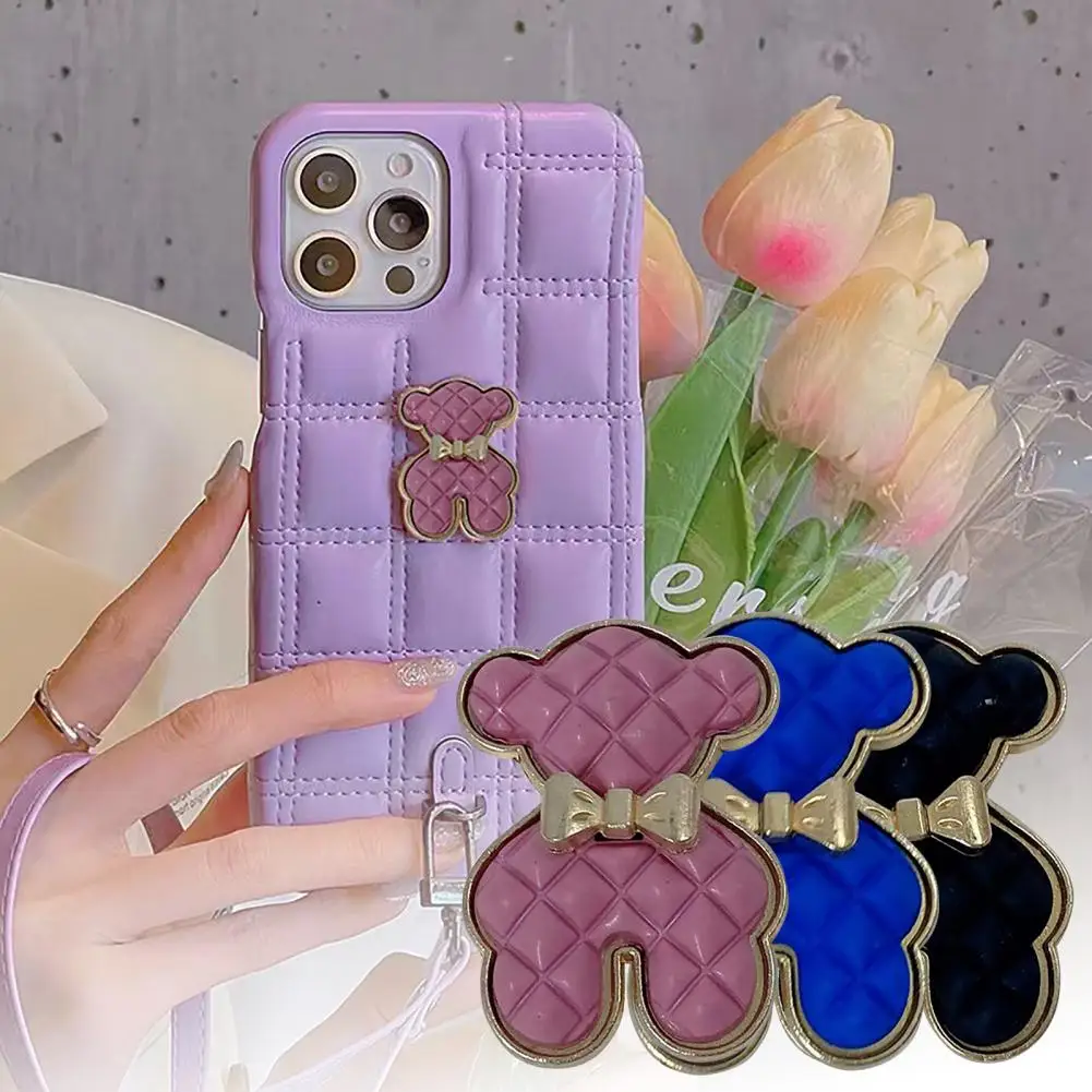 universal popular plated animal bowknot phone case embellishment metal hair accessory bear bow phone accessories free global shipping