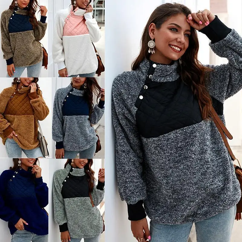 

Women's 2023 Autumn/Winter Sweater Coat Contrast Panel Sweater