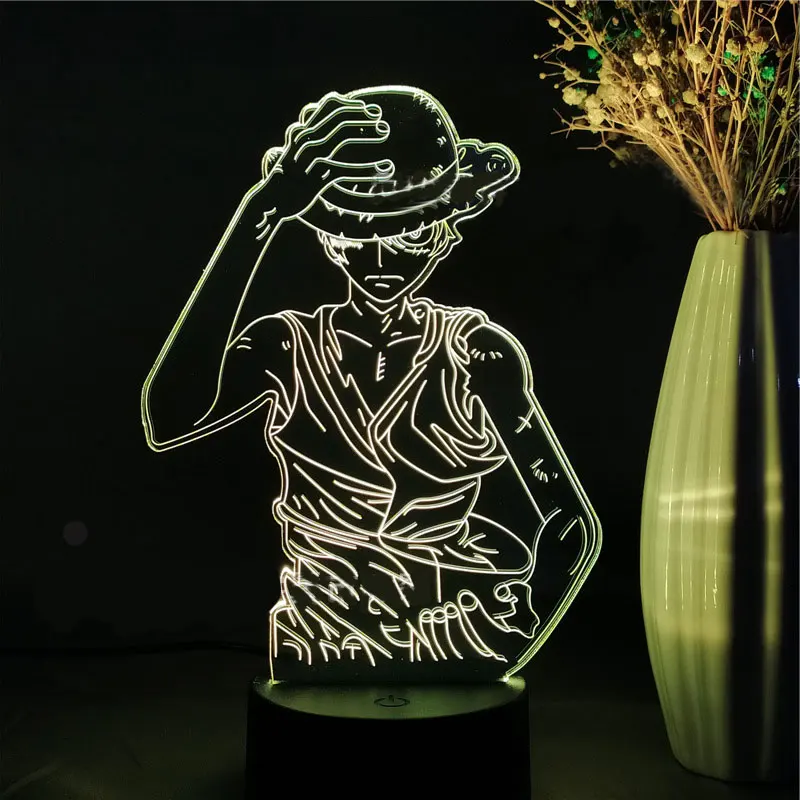

3D Anime Lamp One Piece Luffy Figure 3D Illusion LED Night Light Nightlight Touch Flash Light Desk Model Figure Toys