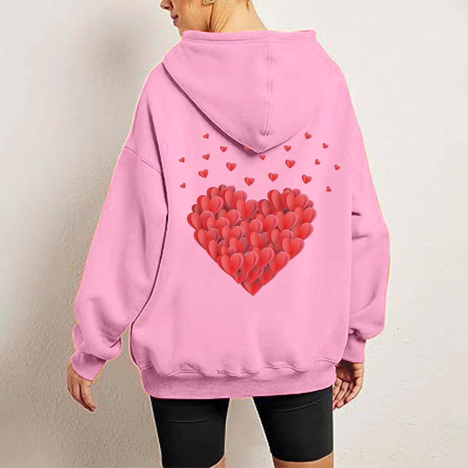

Thin Hoodie Zip Women's Fleece Thick Hooded Love Print Long Sleeved Quilted Snap Pullover Men Womens Small Pullover Hoodie