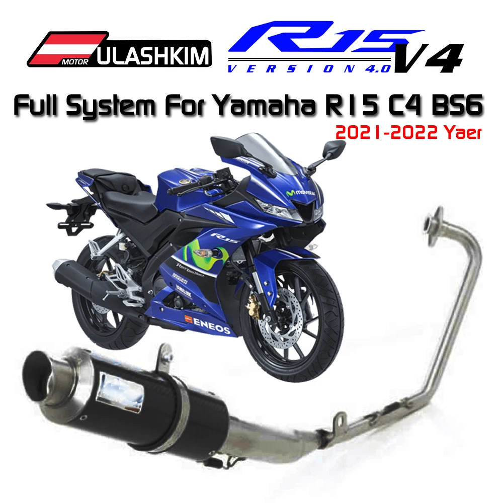 

Полная система выхлопных газов для Yamaha YZF R15 V4 BS6 2021 - 2022 Мотоцикл углеродного волокна глушитель выхлопной трубы Xhuast R15 V4 BS6