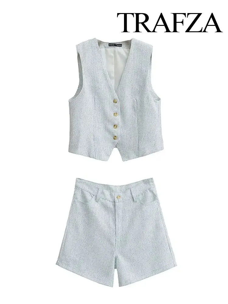 Женская летняя одежда TRAFZA однобортный облегающий офисный женский полосатый топ