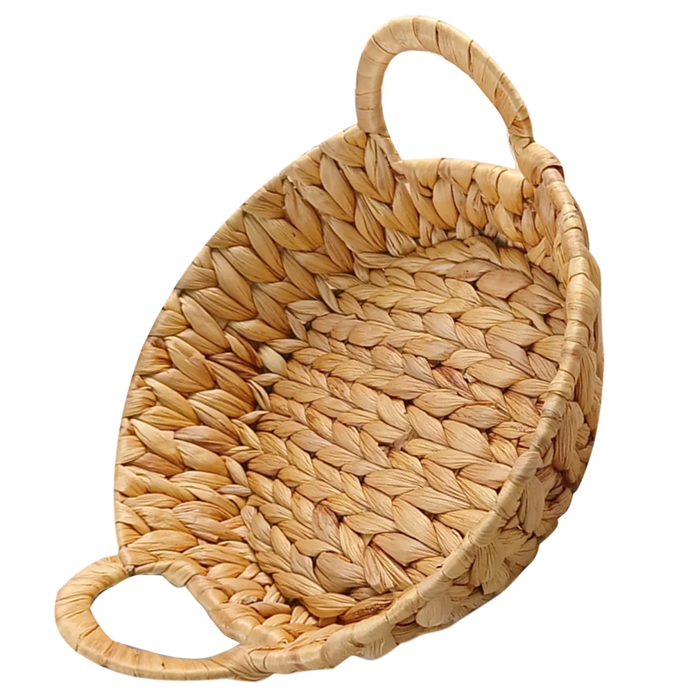 

Handwoven Bread Serving Tray with Handles Woven Bread Cake Pastries Basket