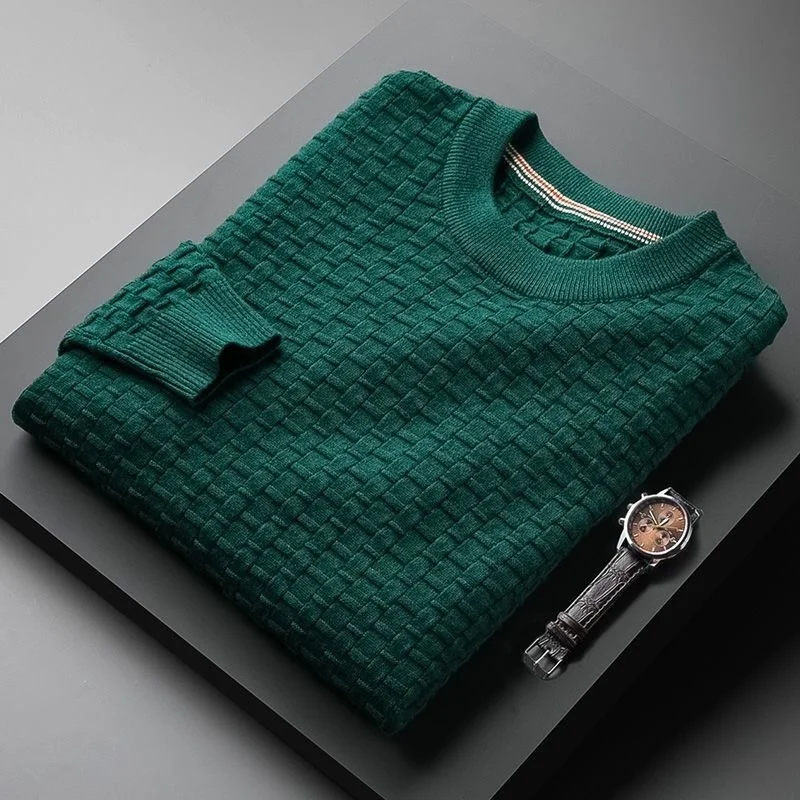 

High Luxury quality Diamond Jacquard Sweater Men's 2023 Autumn and Winter New Fashion Simple Round Neck Casual Sweater Pullover