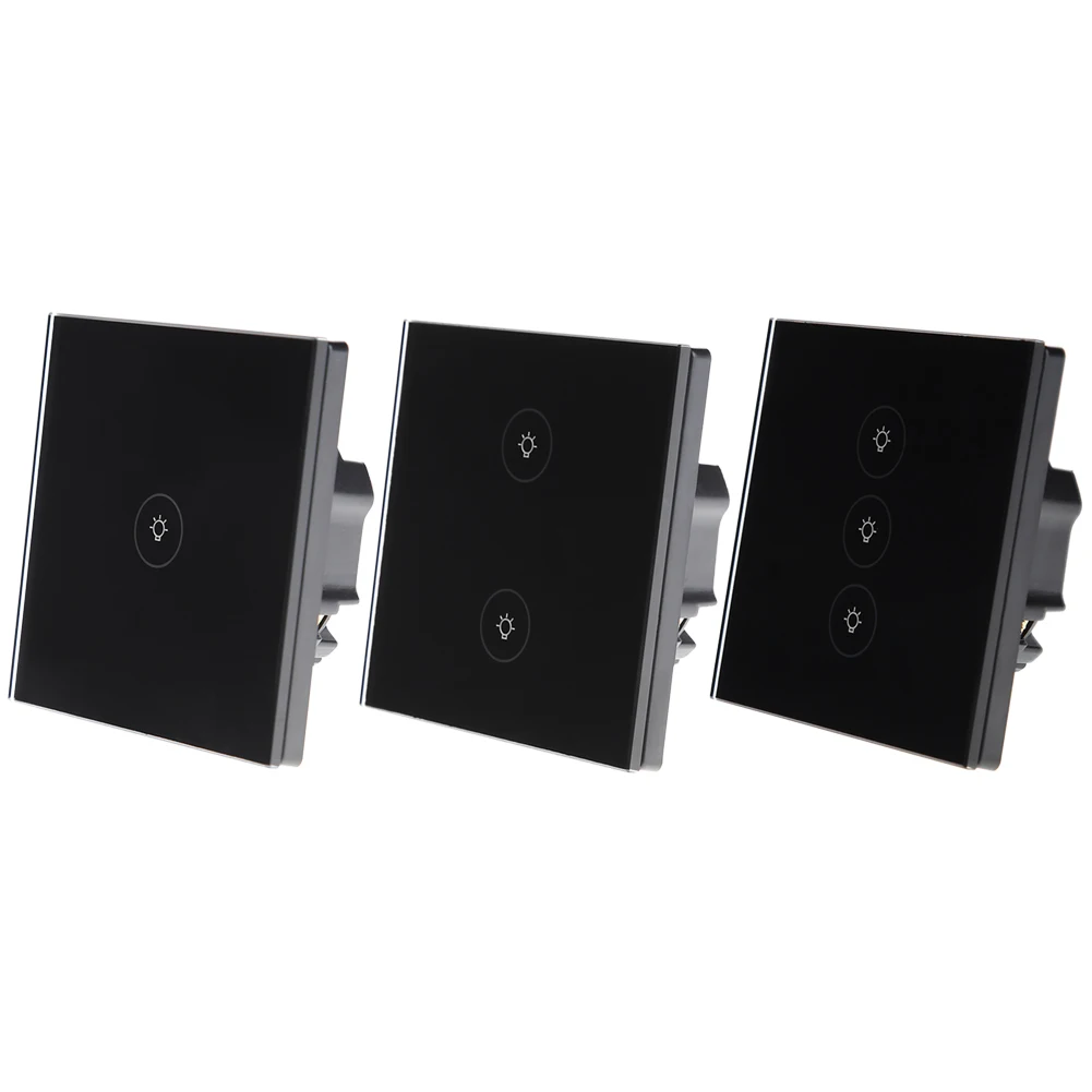 

Wi-Fi Wall Switch for Alexa Google Assistant Remote Control APP Remote Touch Control Smart Life House Switches Black