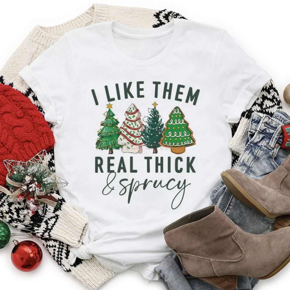 Модная женская рождественская футболка с принтом Я люблю их в стиле Харадзюку