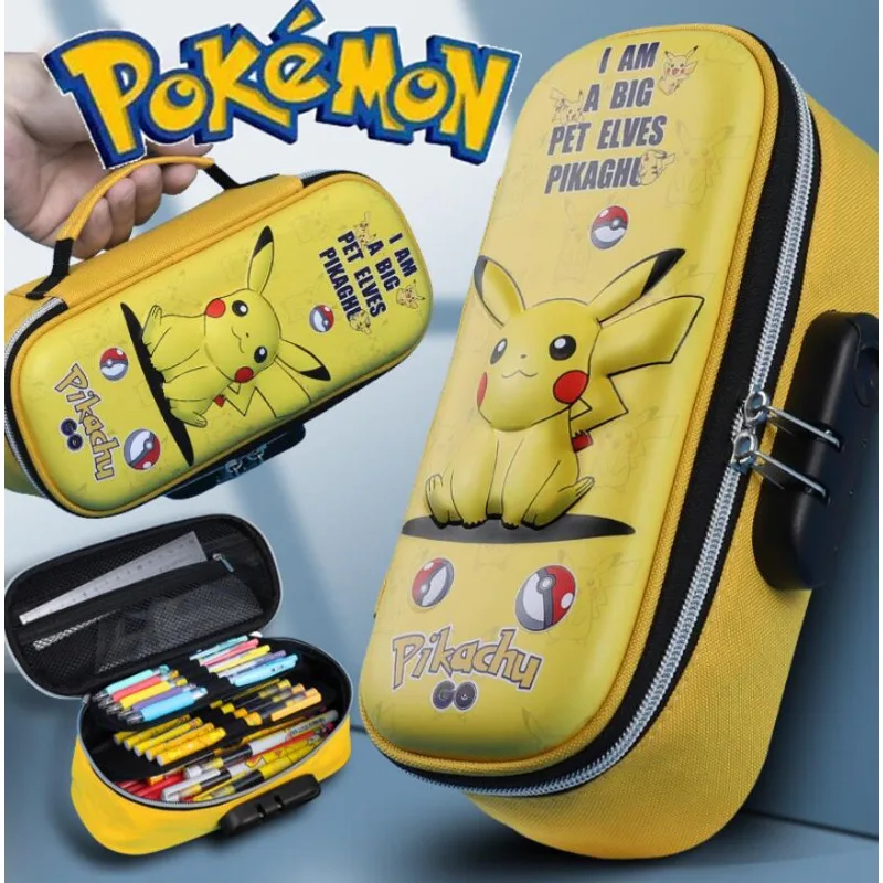 Сумка-карандаш с кодовым замком Pokémon Пикачу студенческая большая вместимость 3D